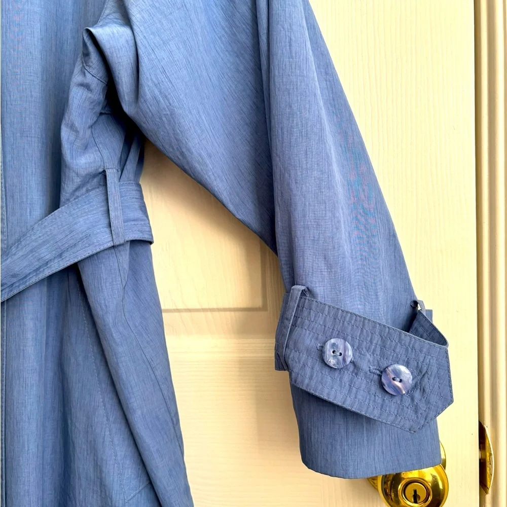 FLEETSTREET TRENCH COAT DOUBLE BREASTED BLUE BUTTON MILITARY STYLE   PLUS SZ 3XL - Picture 7 of 12